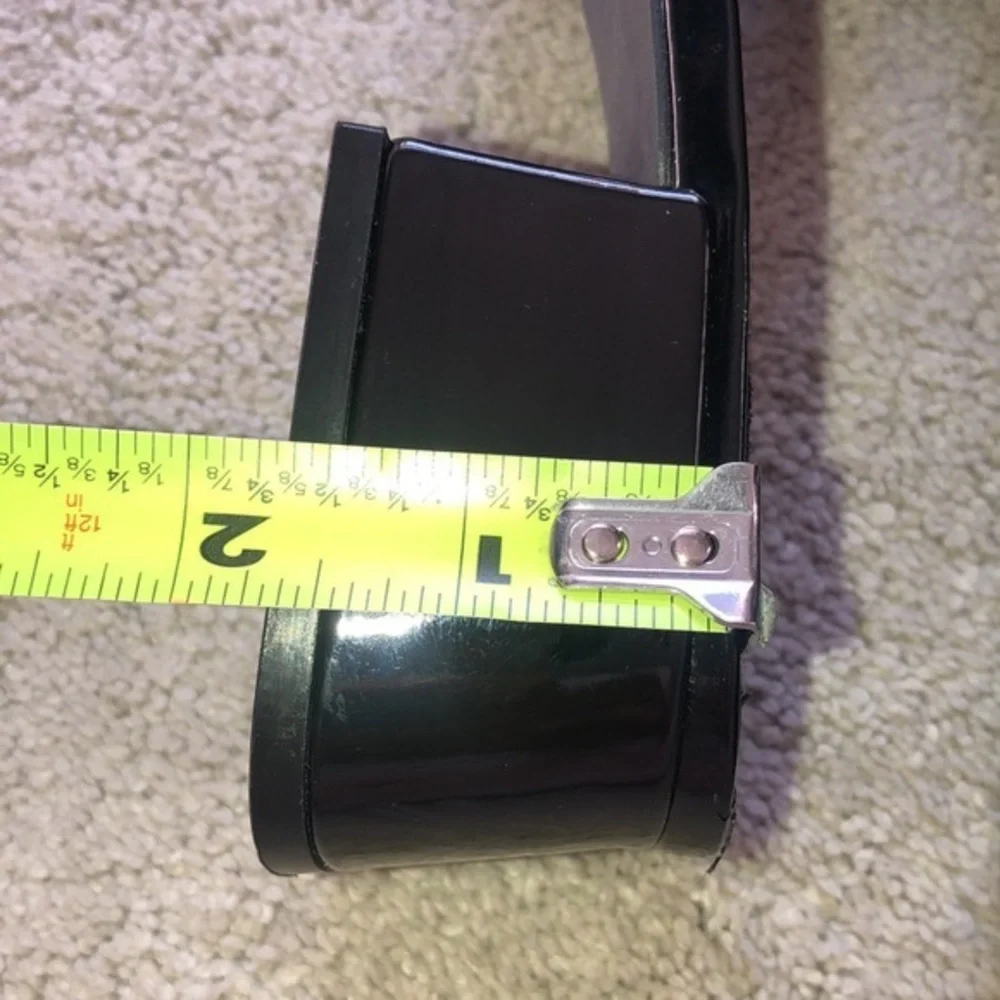 Jones New York Signature Unma‎ Patent Block Heel Slide On Sandals Black 9.5 NWOT